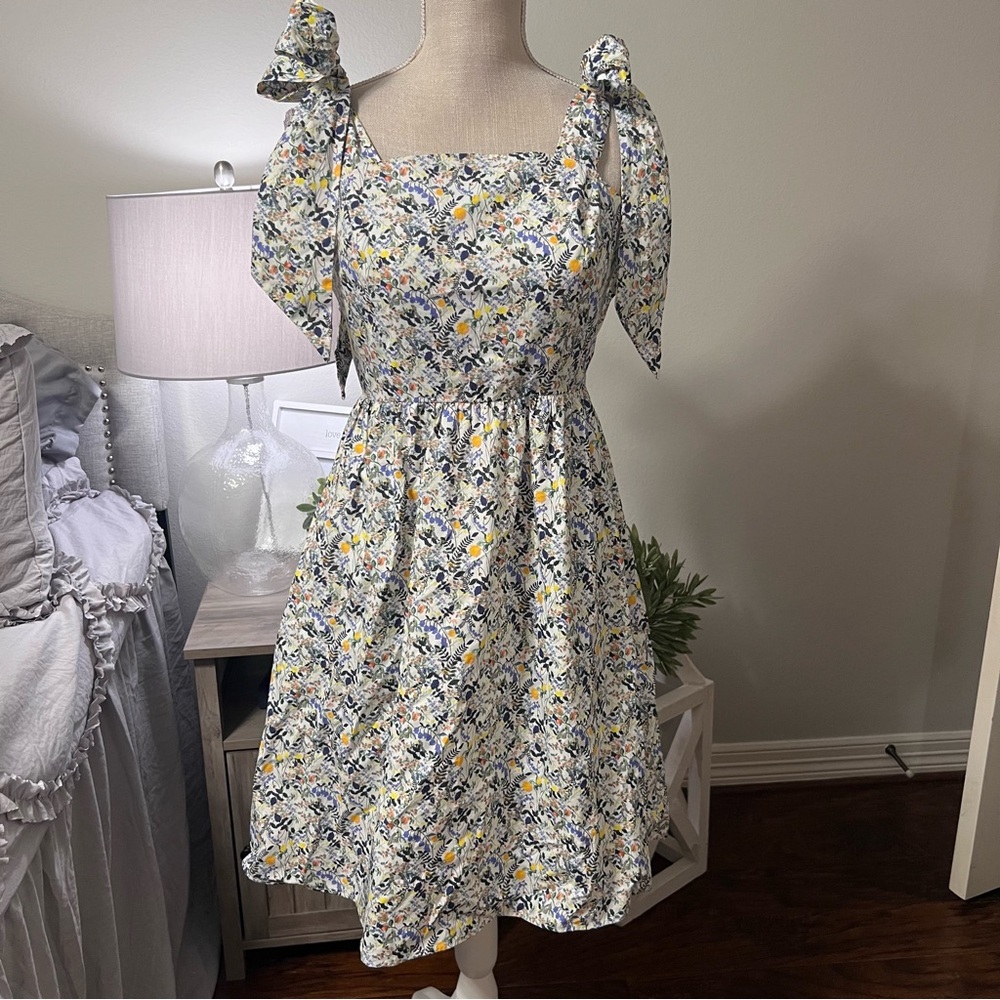 NWOT Antonio Melani Garden Party Print Shoulder Tie w/Pockets Dress Sz 4